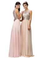 Rhinestone-crusted Illusion A-line Prom Dress