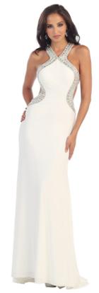 May Queen - Elegant Jeweled V-neck Dress Rq7282