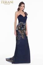Terani Couture - 1821e7159 Floral Appliqued One Shoulder Strap Dress