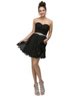 Dancing Queen - Strapless Ruched Sweetheart Corset With Jewel Belt 9115