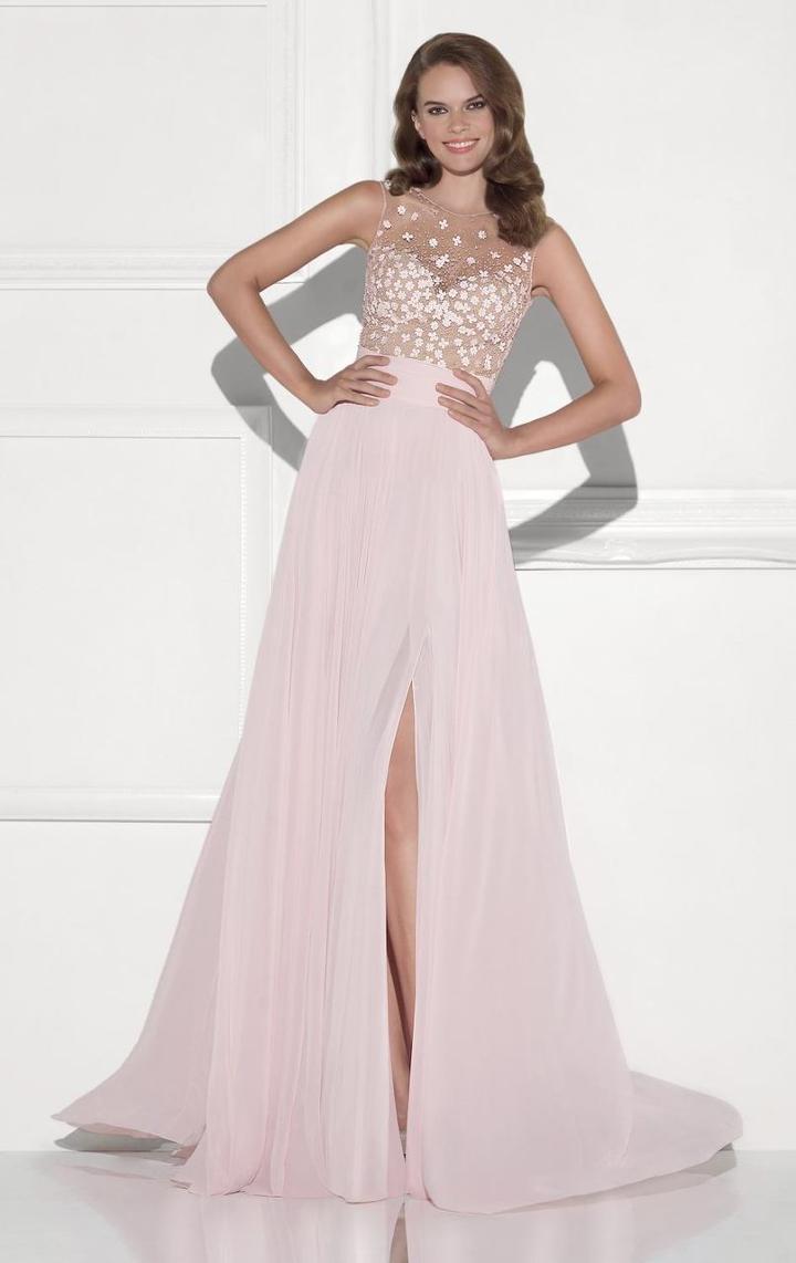 Tarik Ediz - Illusion Neck A-line Gown 92758