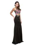 Embroidered Floral Applique Two-piece Prom Dress