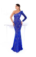 Tarik Ediz - 93454 Long Sleeve Asymmetrical Lace Mermaid Gown