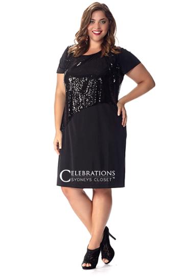 Sydney's Closet - Ce1535 Plus Size Dress In Black