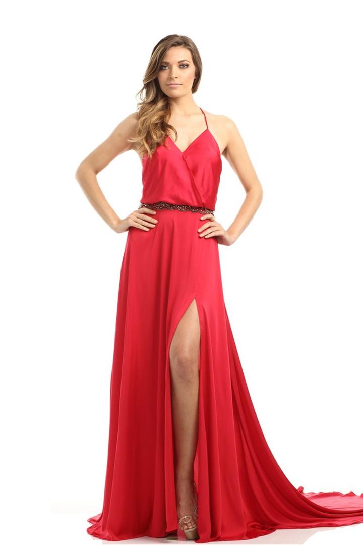 Johnathan Kayne - 6018 Draped Blouson Satin Gown