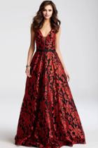 Jovani - Jvn53383 Printed V-neck A-line Dress