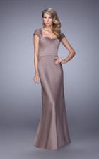 La Femme - 21654 Embroidered Modified Sweetheart Satin Dress