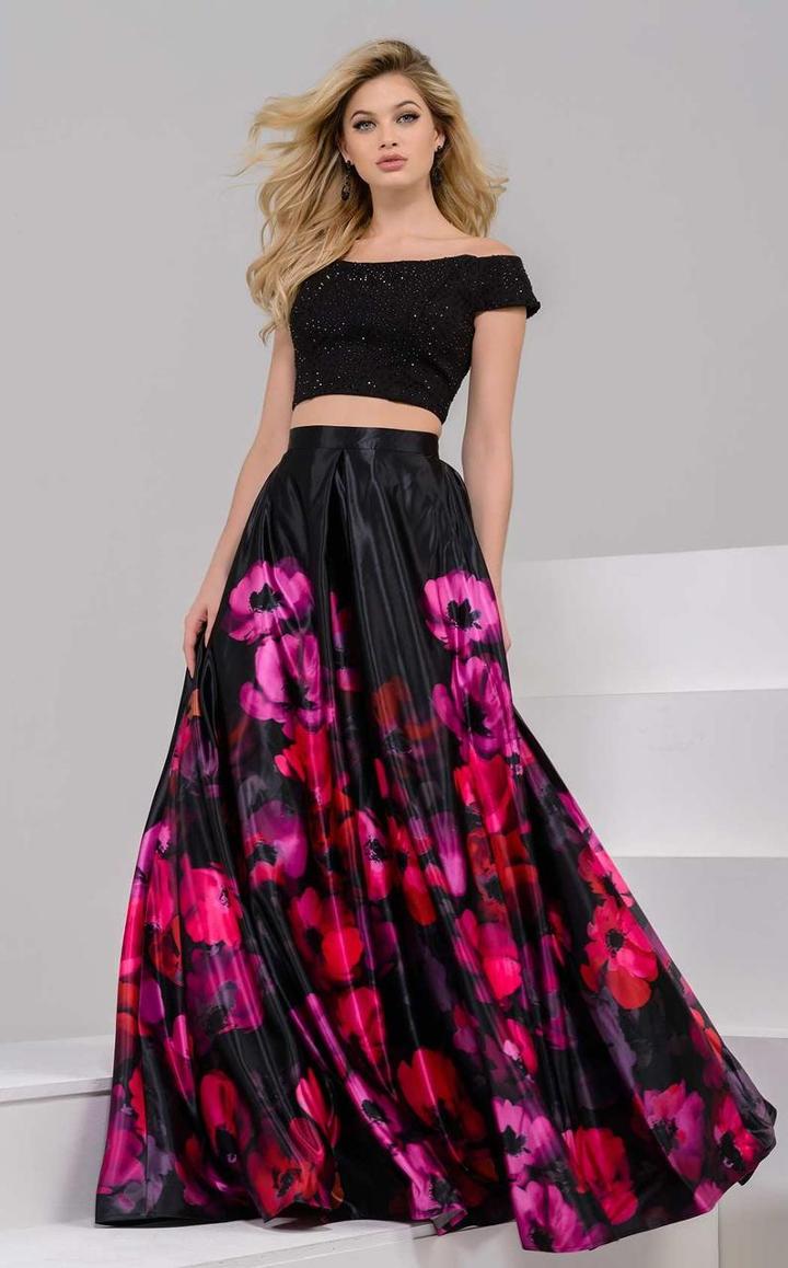 Jovani - 47667 Two-piece Off Shoulder Floral Evening Gown