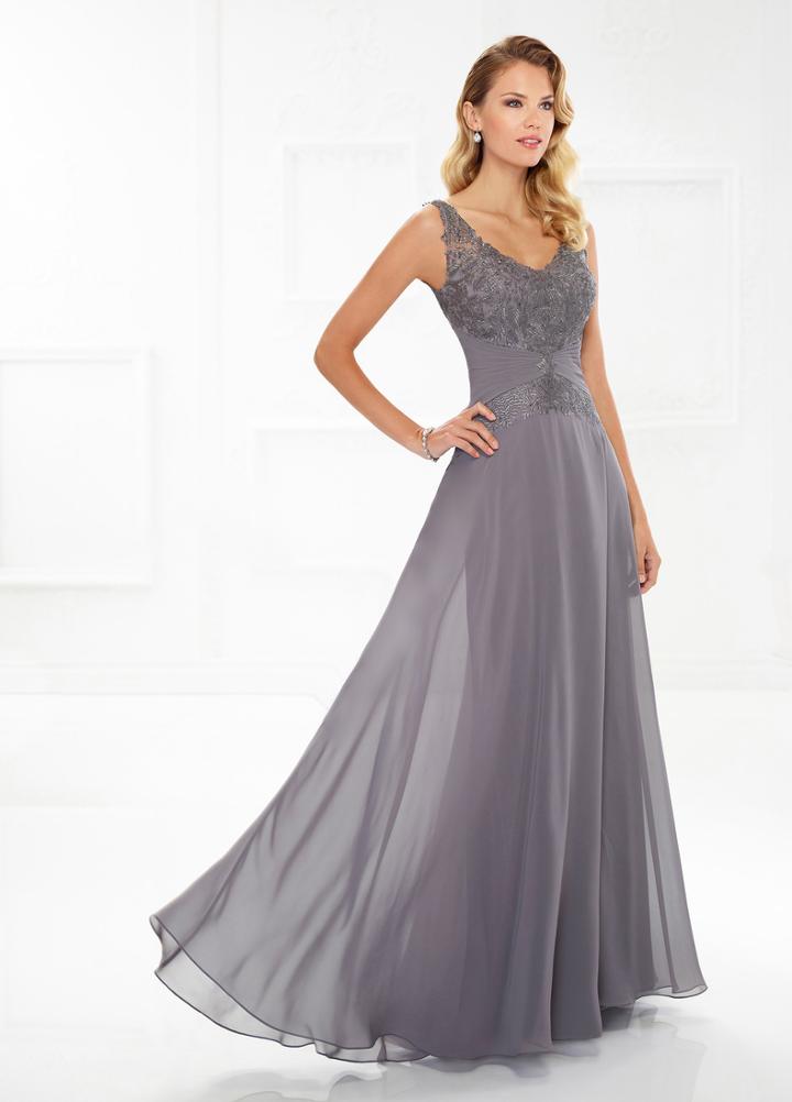 Montage By Mon Cheri - 118976 V-neck Chiffon A-line Gown