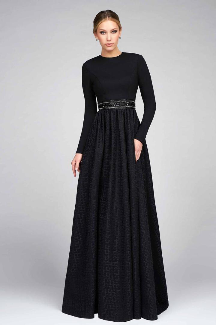 Ieena Duggal - 25295 Full Sleeve Gown In Black