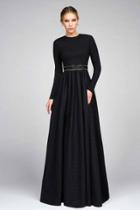 Ieena Duggal - 25295 Full Sleeve Gown In Black