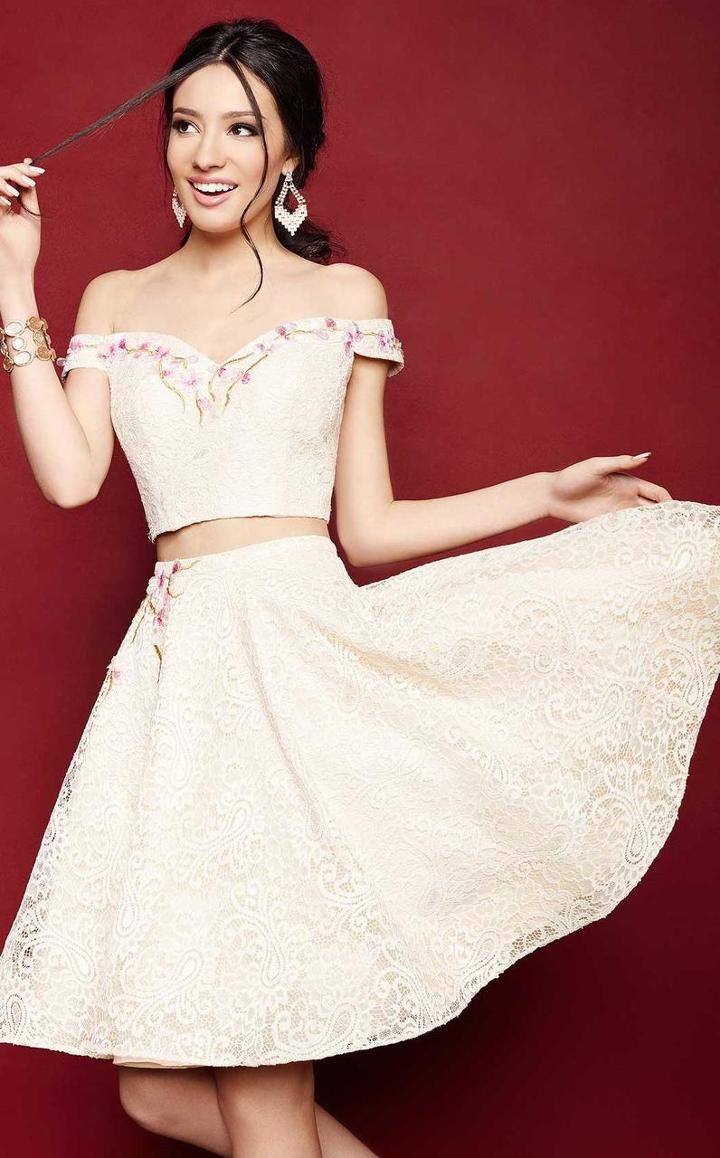 Clarisse - 3379 Two-piece Off Shoulder Cocktail Dress