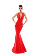 Tarik Ediz - 50334 Crisscrossed Plunging V-neck Mermaid Gown