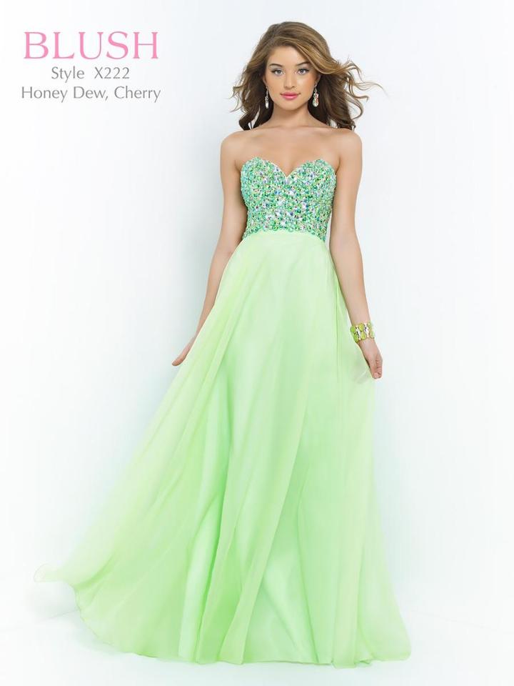 Blush - X222 Strapless Sequined Evening Dress