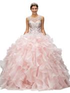 Dancing Queen - Whimsical Illusion Chiffon A-line Gown With Tiered Skirt 9185