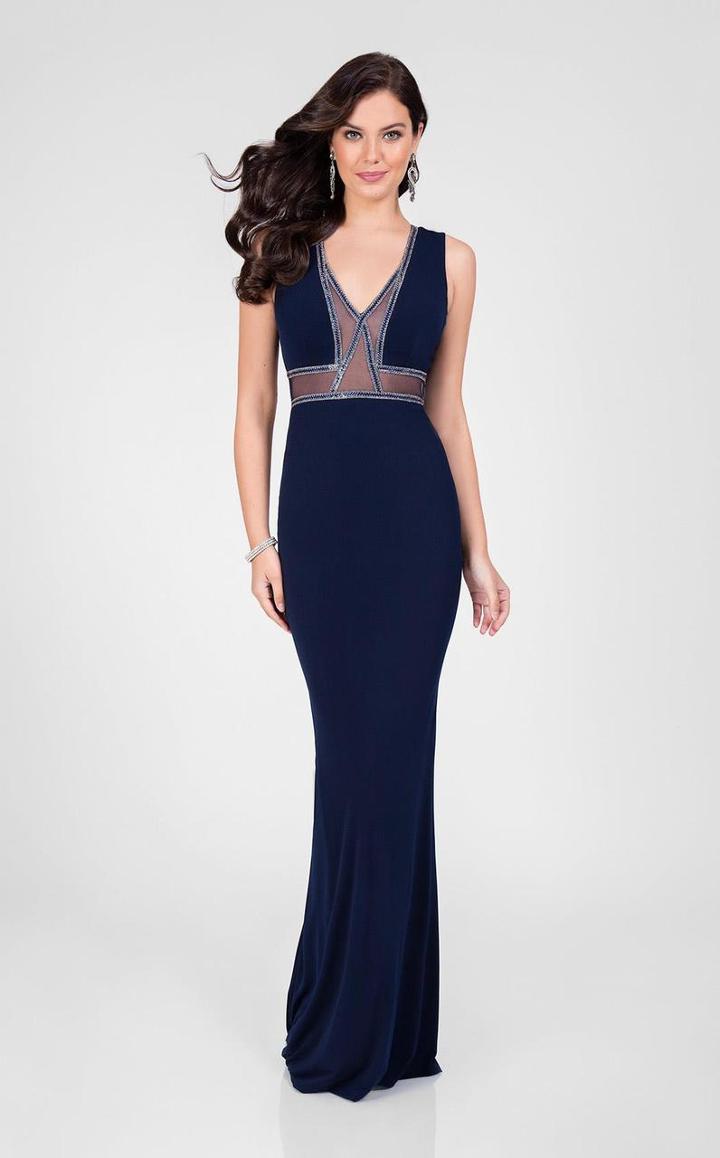 Terani Couture - Bead Trimmed Panel Sheath Dress 1715p2997