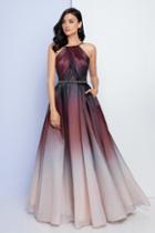 Terani Couture - 1722e4201 Halter Neckline Ombre Evening Gown