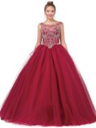 Dancing Queen - Embellished Cap Illusion Bateau Neck Sleeve Ballgown