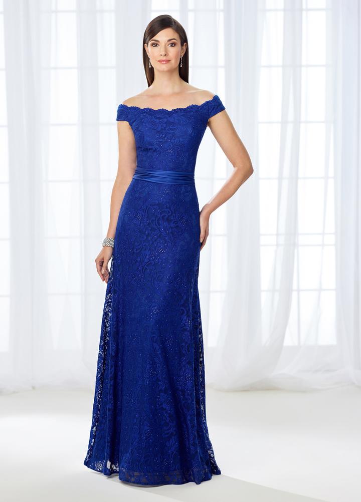 Cameron Blake - 118670 Off-the-shoulder Scalloped Lace Evening Gown