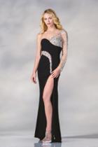 Cinderella Divine - Rhinestone Embellished One Shoulder Fitted Dress