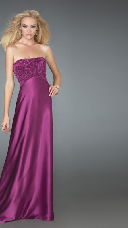 La Femme - Strapless Ruched Long Gown 14605