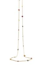 Tresor Collection - Multicolor Stone Round Long Necklace In 18k Yellow Gold