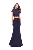 La Femme - 26196 Cap Sleeves Two-piece Jersey Sheath Gown