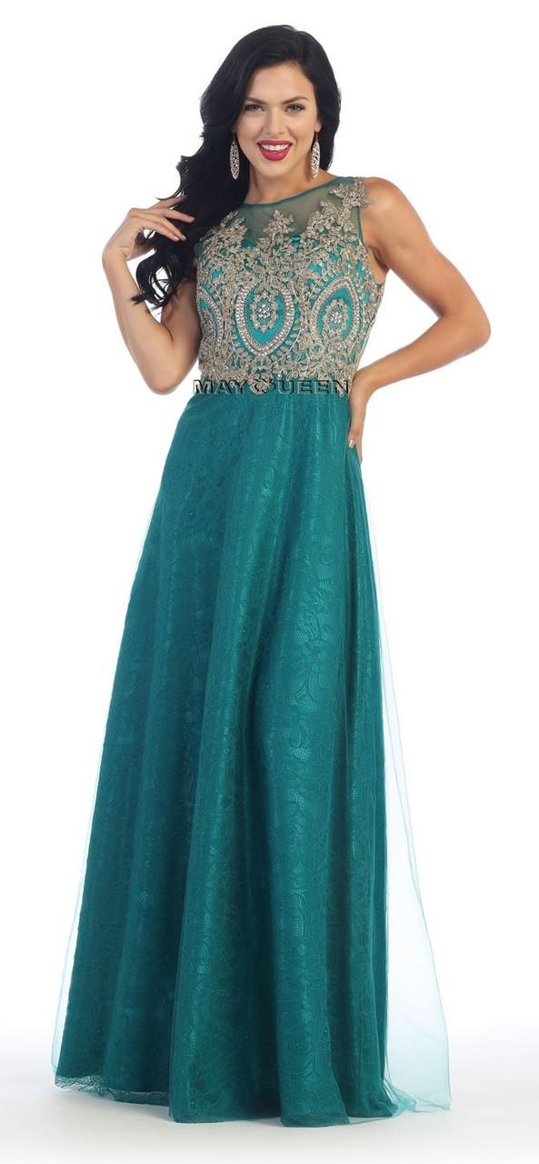Elegant Beaded Bateau Neck A-line Dress