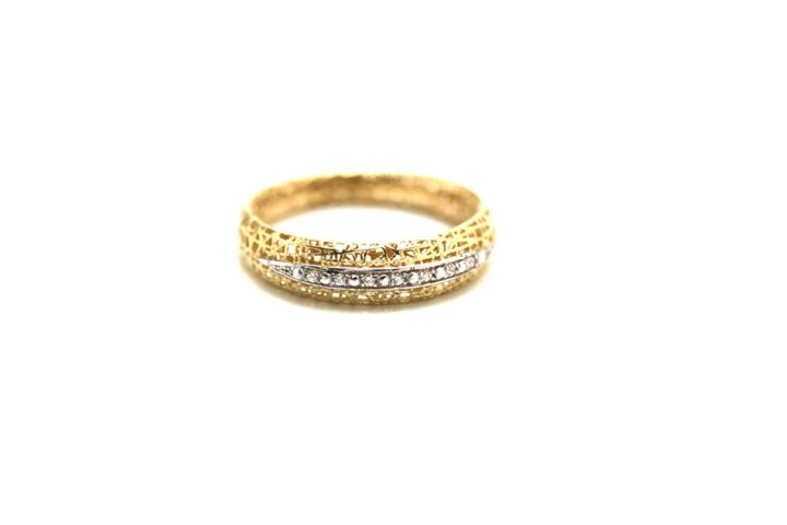 Tresor Collection - Lattice Ring With Diamond Accent In 18k Yellow Gold