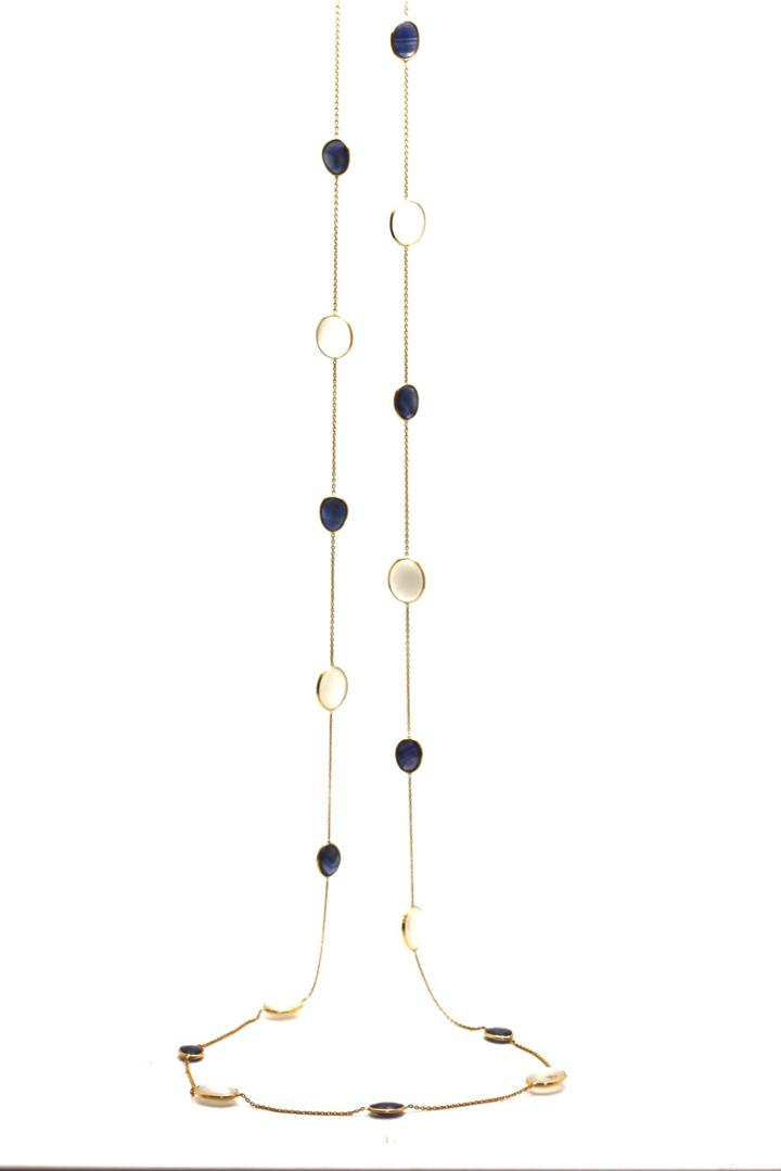 Tresor Collection - Blue Sapphire & Moonstone Necklace In 18k Yellow Gold