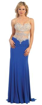 Simmering Sheer Rhinestone A-line Gown