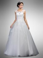 Dancing Queen - A7002 Embellished Lace Illusion Bateau Ballgown