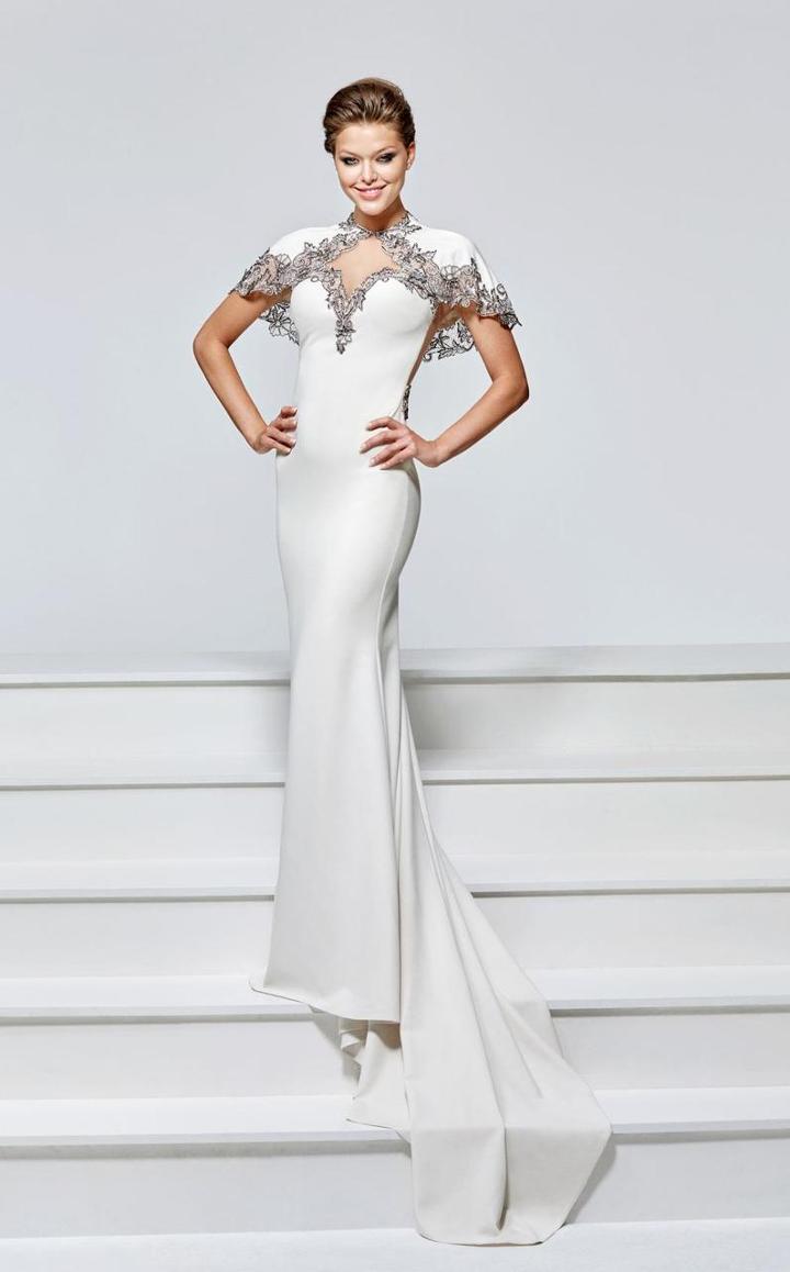 Tarik Ediz - Caped Illusion Neck Dress 93159