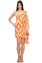 Caffe Swimwear - One Shoulder Short Dress In Orange