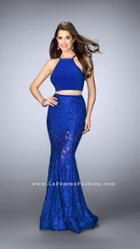 La Femme - Stunning High Neck Laced Two-piece Mermaid Dress 24029