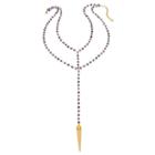 Heather Hawkins - Double Y Gemstone Necklace - White Bone Spike W/ Iolite