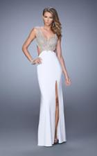 La Femme - 21469 Sleeveless Embroidered Cutout Gown