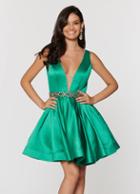 Ashley Lauren - 4049 Beaded Belt A-line Cocktail Dress