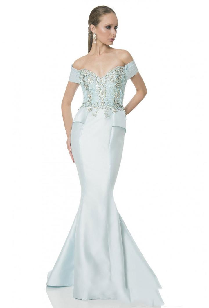 Terani Couture - Off Shoulder Sequined Mermaid Gown 1611m0762b