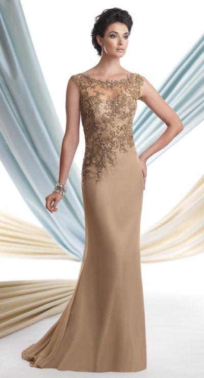 Montage By Mon Cheri - 113920 Long Dress In Taupe