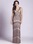 Lara Dresses - 33551 V-neck Beaded Sheath Evening Gown