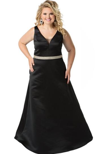 Celebrations By Sydney's Closet - Ce1815 Rhinestone V Neck Dress