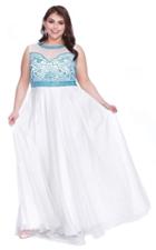Kurves By Kimi - Sheer Embellished A-line Evening Dress 71170