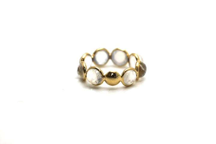 Tresor Collection - Rainbow Moonstone Stackable Ring Bands In 18k Yellow Gold