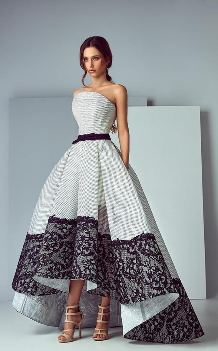 Saiid Kobeisy - 3195 Lace Paneled Strapless Ballgown