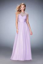Gigi - 22890 Embellished High Chiffon A-line Dress