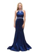 Dancing Queen - 9882 Jeweled Halter Mermaid Dress