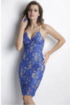 Baccio Couture - Maluz Painted Caviar Navy Short Dress