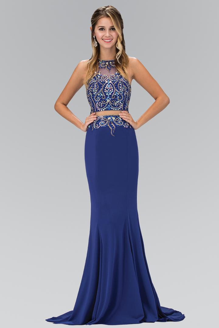 Elizabeth K - Two-piece Florid Illusion Sheath Gown Gl1338