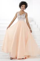 Tiffany Homecoming - Gorgeous Embellished Cap Sleeve V-neck Silky Chiffon A-line Dress 16091